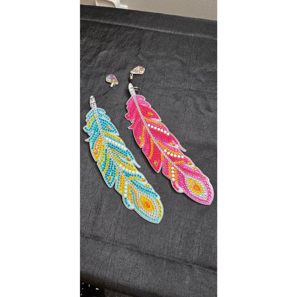 Diamond Painted Feather Bookmarks